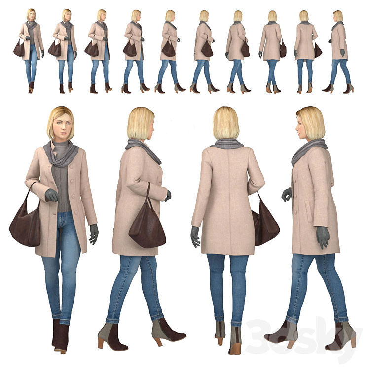 Girl in coat 3DS Max - thumbnail 2