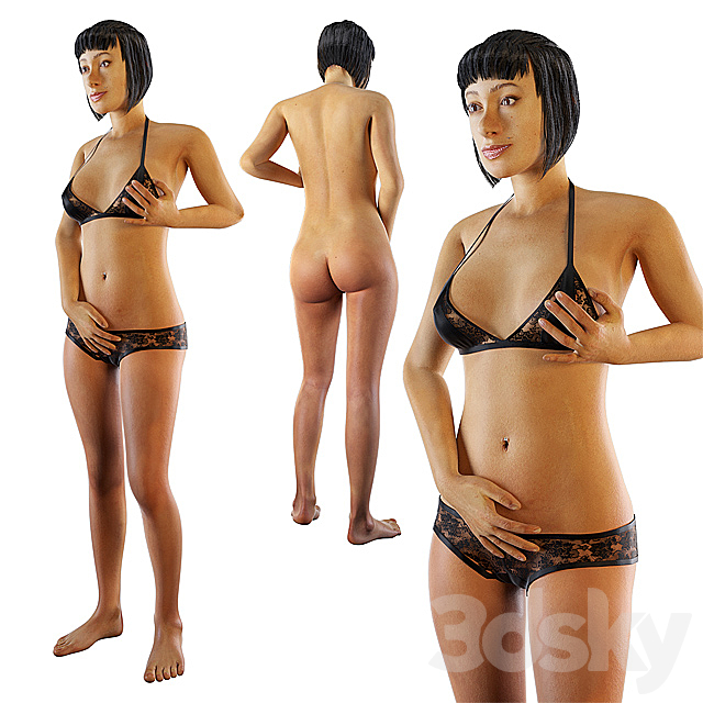 Girl in underwear 3ds Max - thumbnail 1