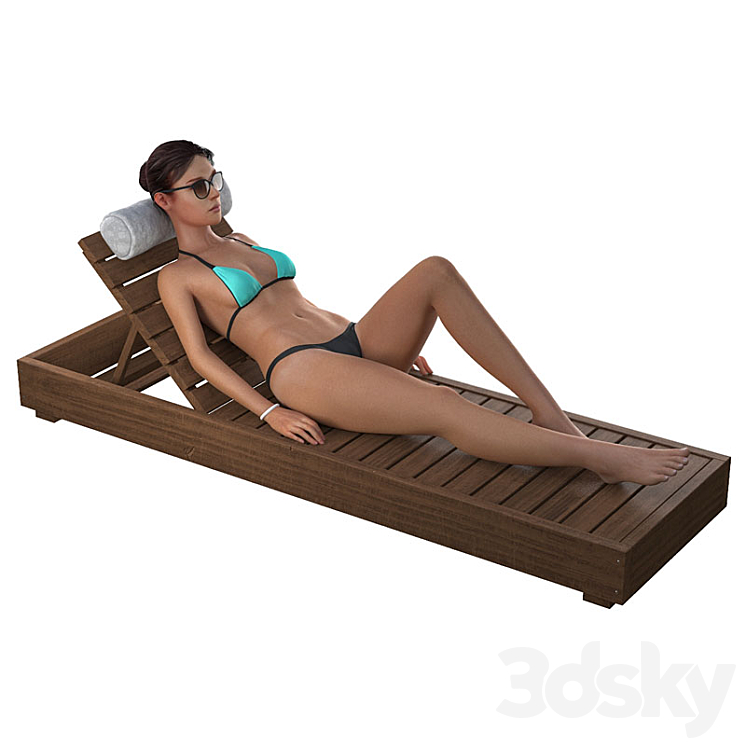 Girl on a deck-chair 3DS Max - thumbnail 1