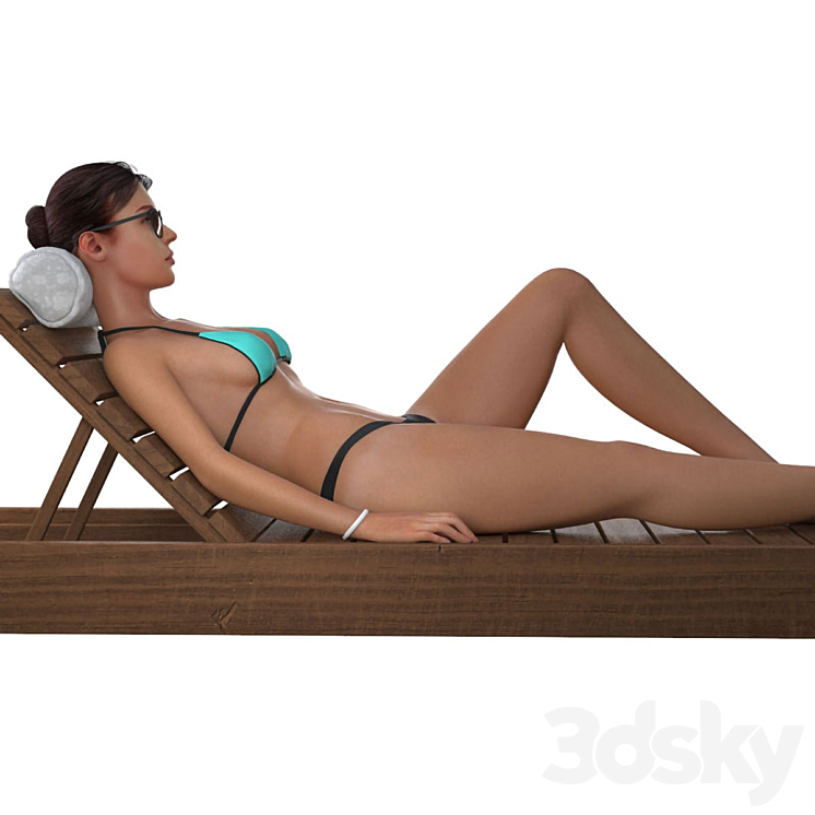 Girl on a deck-chair 3DS Max - thumbnail 2