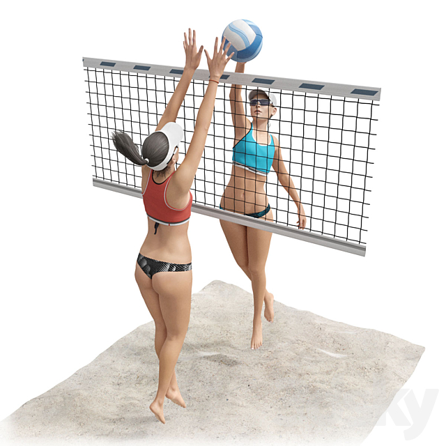 Girls playing beach volleyball 2 3DS Max Model - thumbnail 2