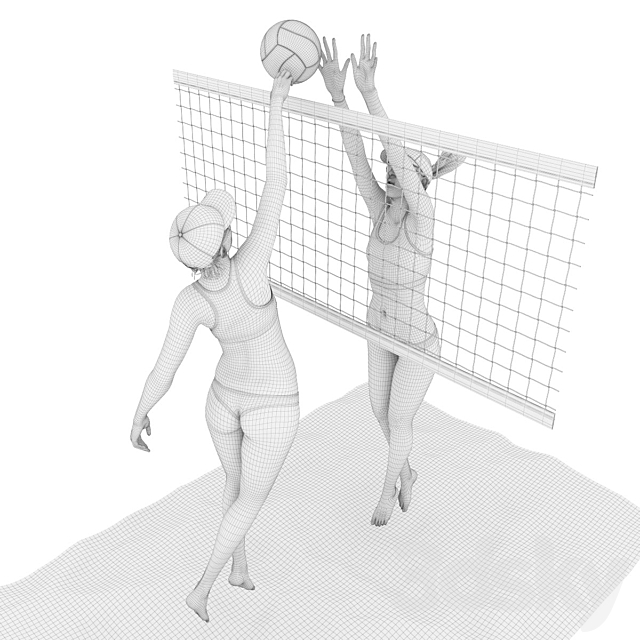 Girls playing beach volleyball 2 3DS Max Model - thumbnail 4