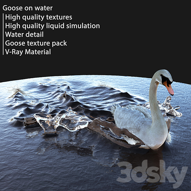 Goose on water 3DSMax File - thumbnail 2