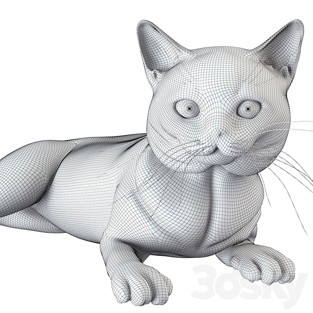 Gray Cat 3DS Max Model - thumbnail 5