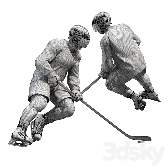 Hockey player. Position 1 3DS Max Model - thumbnail 2