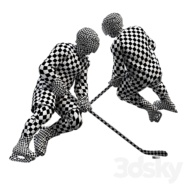 Hockey player. Position 1 3DS Max Model - thumbnail 3