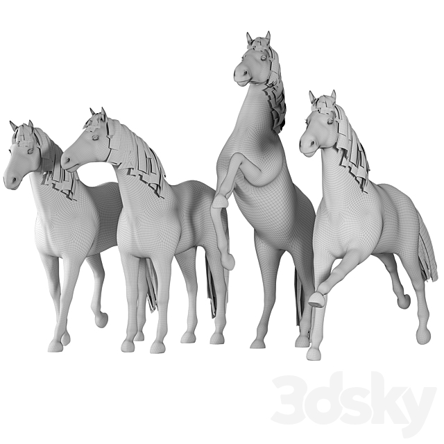 Horse in 04 Poses 3DS Max Model - thumbnail 4