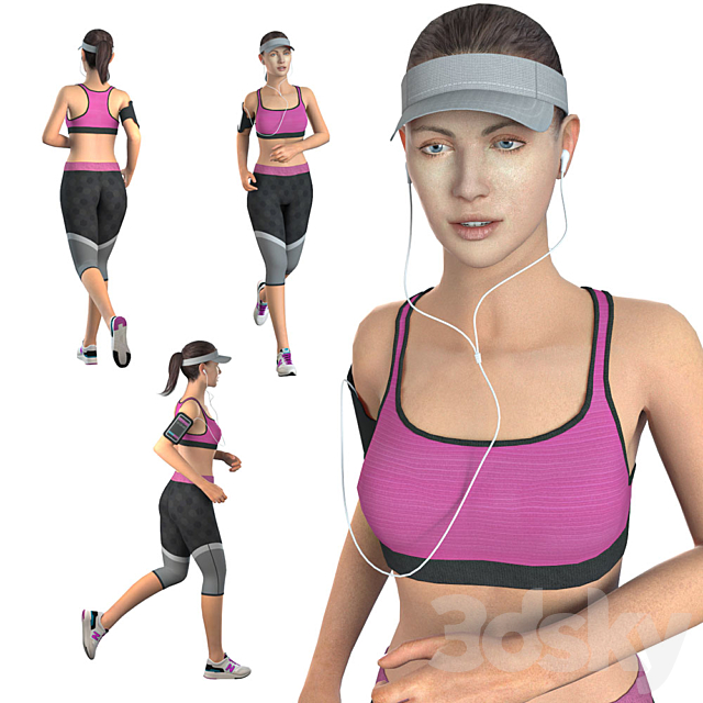 Jogging girl 3ds Max - thumbnail 2