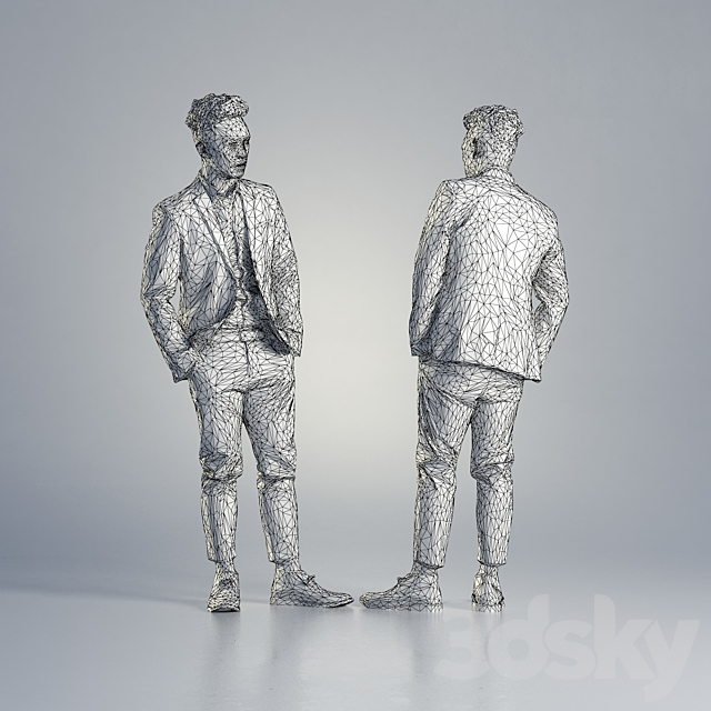 Man Jake Business Standing 001 3ds Max - thumbnail 3