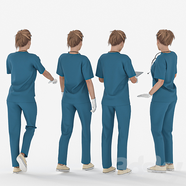 Nurse Woman in 04 Poses 3ds Max - thumbnail 2