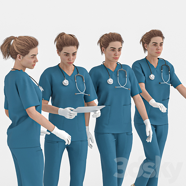 Nurse Woman in 04 Poses 3ds Max - thumbnail 3