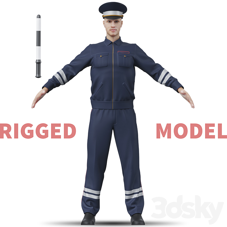 Policeman. Inspector 3DS Max - thumbnail 1