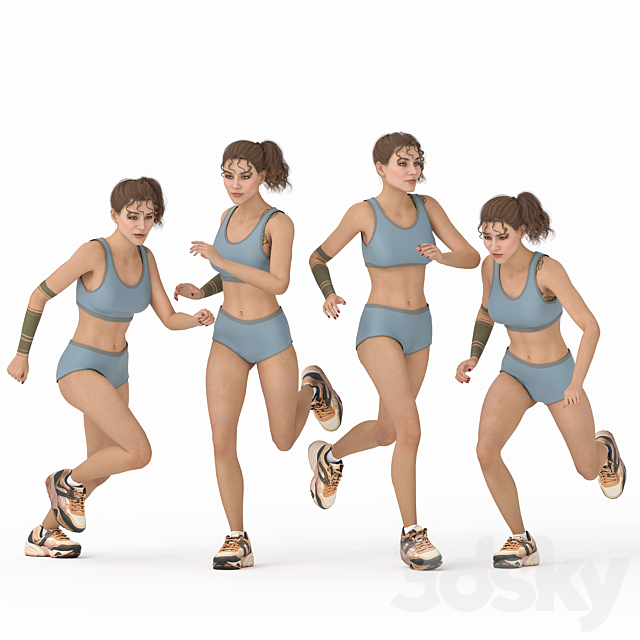 Runner Woman 04 poses 3ds Max - thumbnail 1