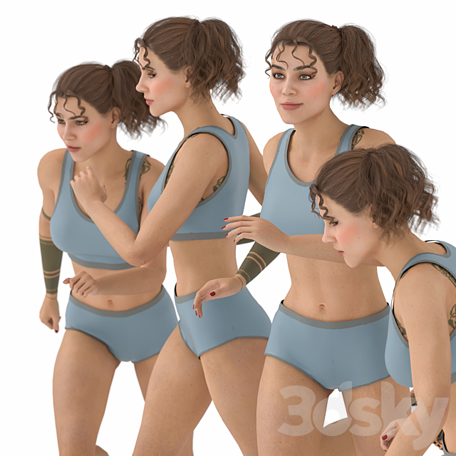 Runner Woman 04 poses 3ds Max - thumbnail 2