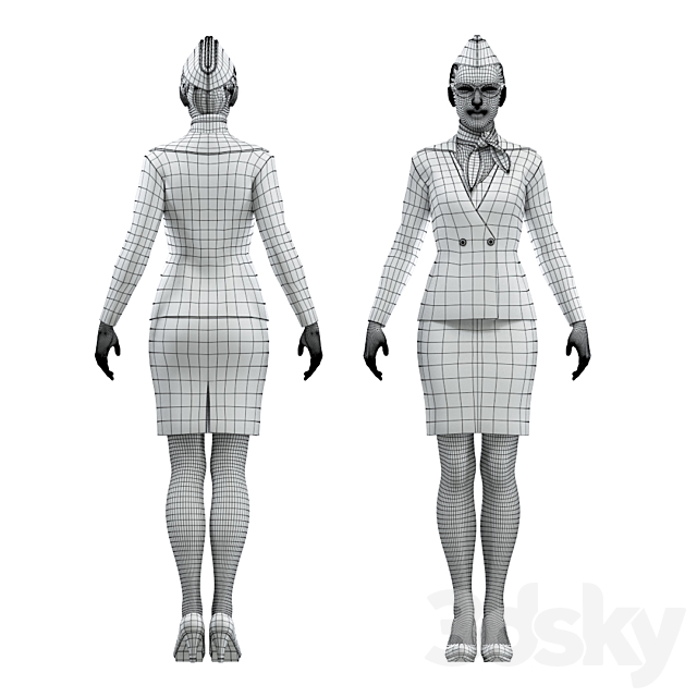 Stewardess 3ds Max - thumbnail 2