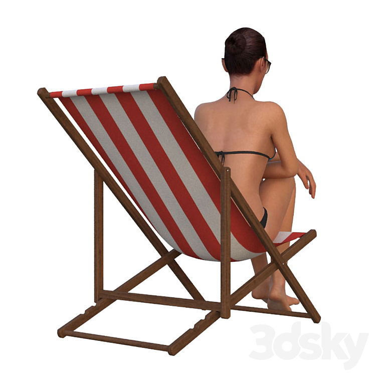 The girl in the beach chair 3DS Max - thumbnail 2