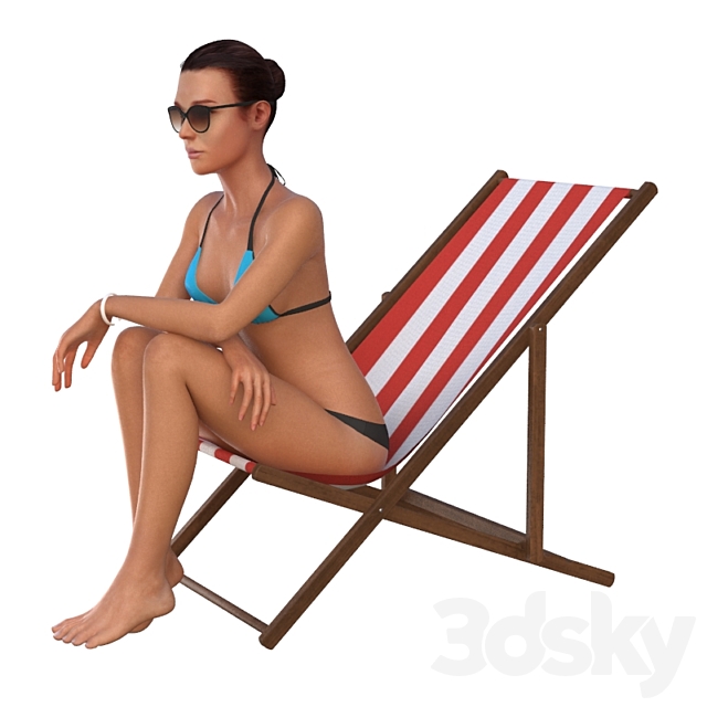 The girl in the beach chair 3DSMax File - thumbnail 1