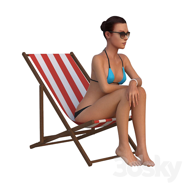 The girl in the beach chair 3DSMax File - thumbnail 3