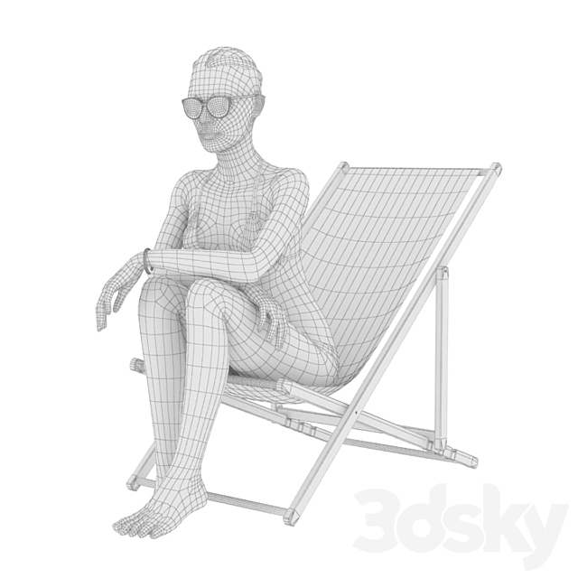 The girl in the beach chair 3DSMax File - thumbnail 6