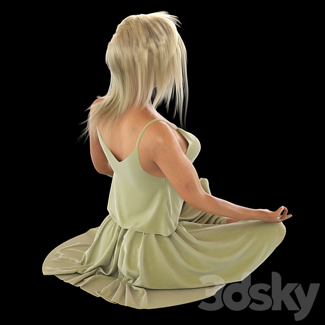 yoga girl 3ds Max - thumbnail 3