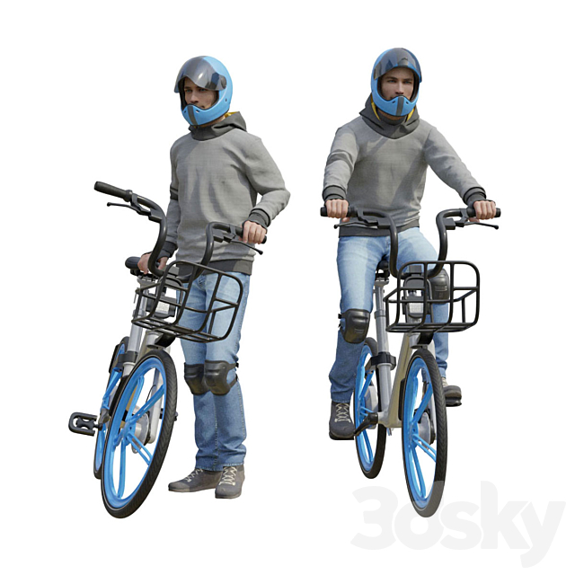 Young man on a bicycle 3ds Max - thumbnail 1