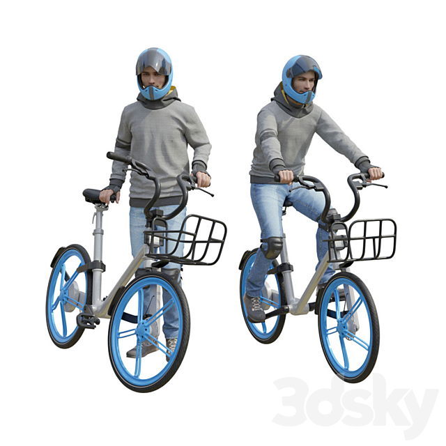 Young man on a bicycle 3ds Max - thumbnail 3