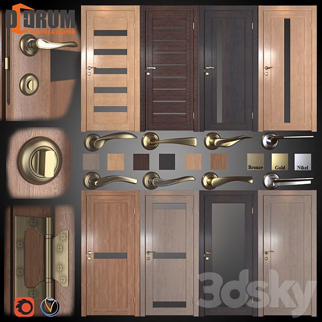 8 doors (6 colors) + 8 handles (3 colors) 3DSMax File - thumbnail 1