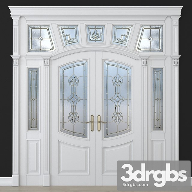 A door with a stained glass window 2 3dsmax Download - thumbnail 1