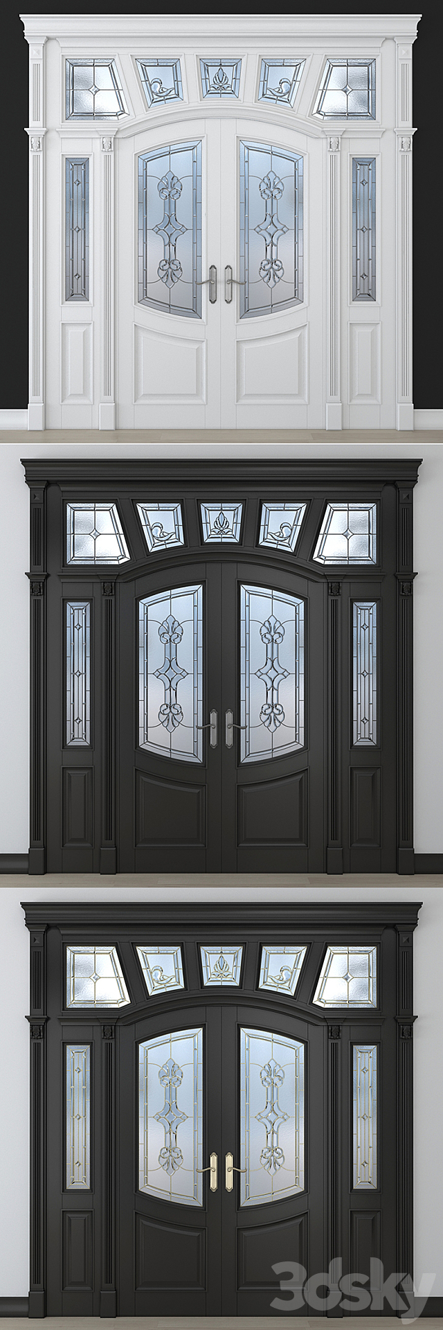 A door with a stained-glass window 3DS Max Model - thumbnail 2