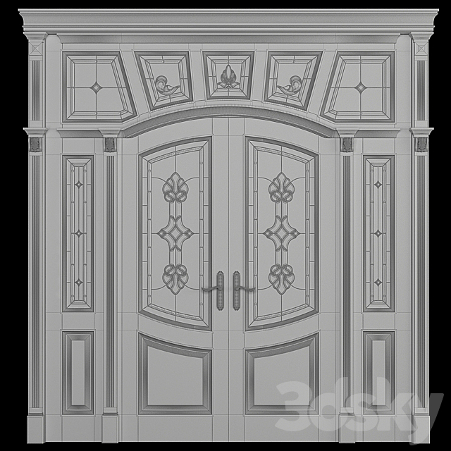 A door with a stained-glass window 3DS Max Model - thumbnail 3