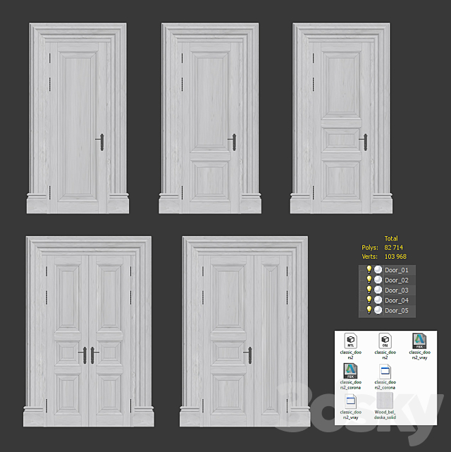 A set of classic doors 3ds Max - thumbnail 3