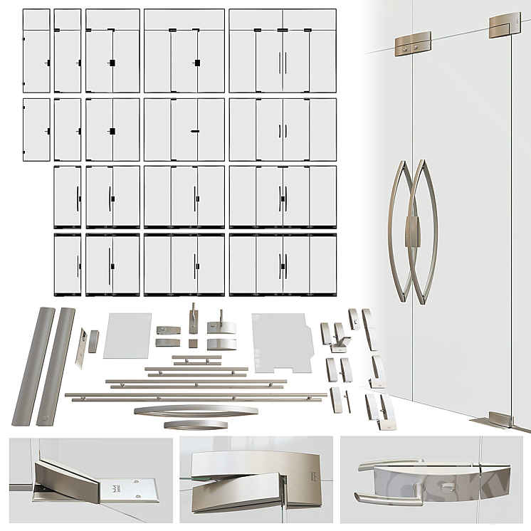 A set of glass doors Dorma ARCOS 3DS Max - thumbnail 1