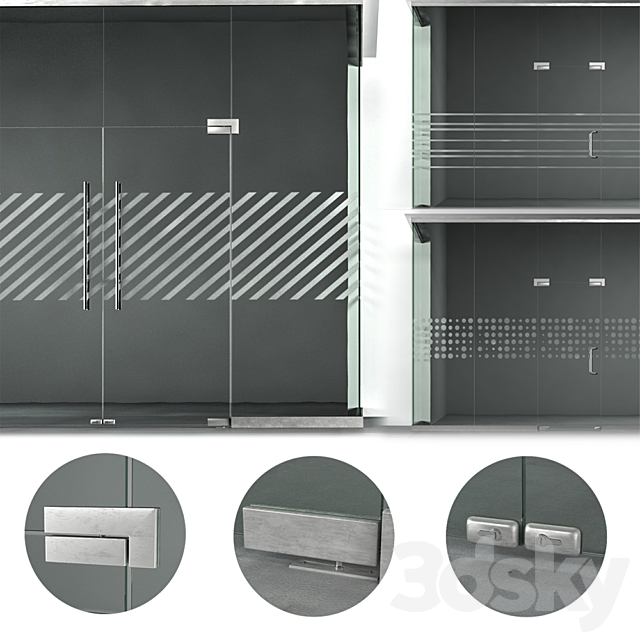 A set of glass partitions with sandblasting patterns. 3DSMax File - thumbnail 2