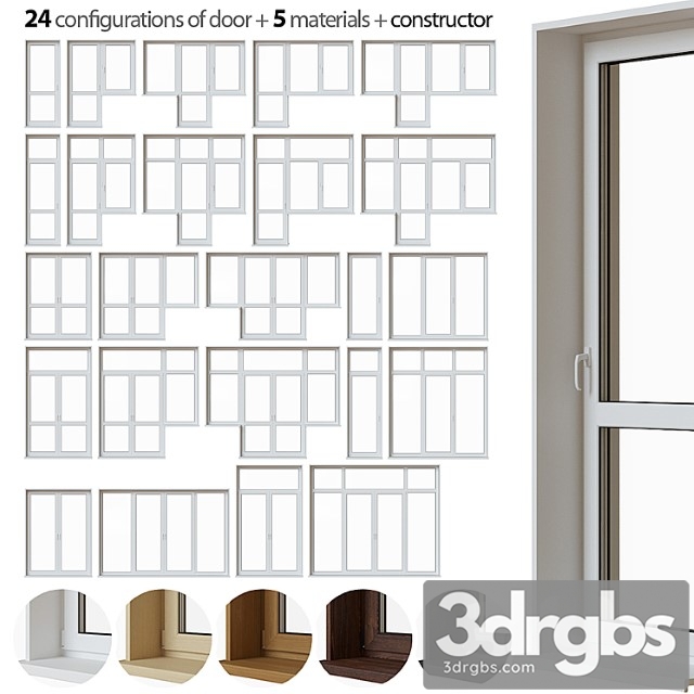 A Set Of Plastic Balcony Doors 3dsmax Download - thumbnail 1