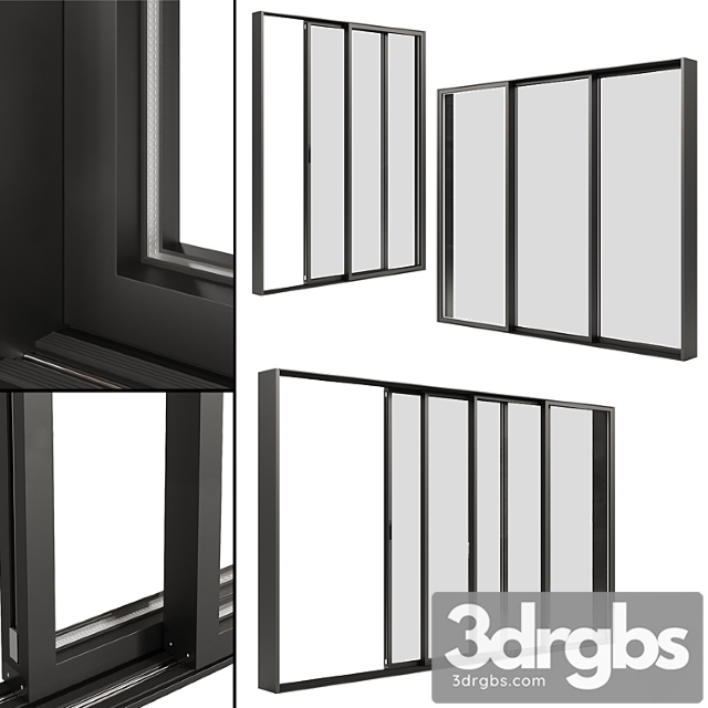 A Set Of Sliding Metal Windows Doors 3dsmax Download - thumbnail 1