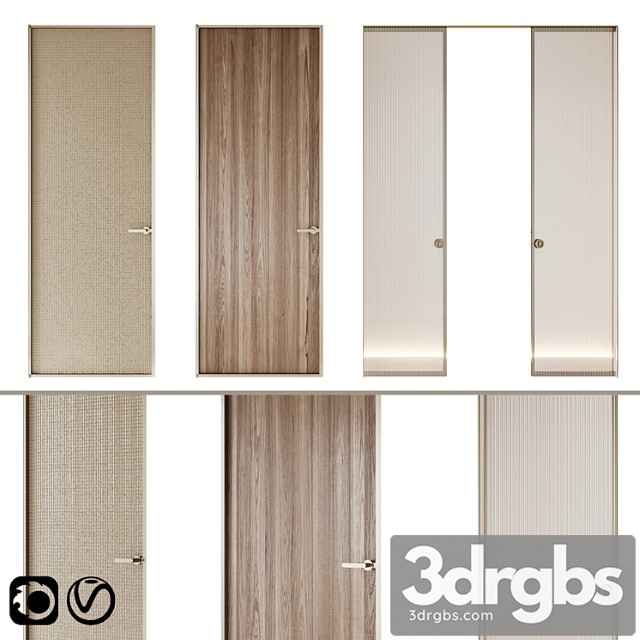 Aladin swing mono and pocket door by glas italia set 02 3dsmax Download - thumbnail 1