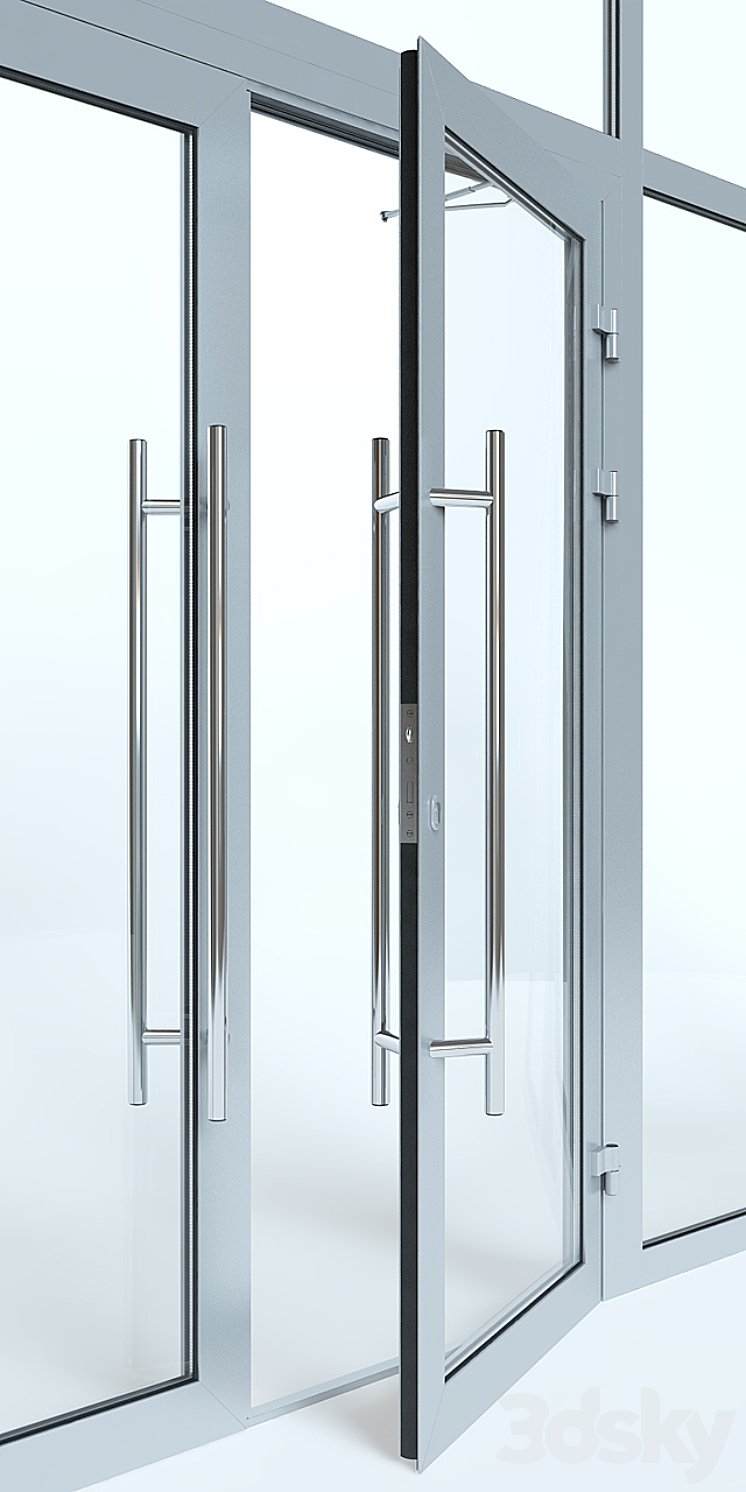 Aluminium door with partitions 3DS Max - thumbnail 2