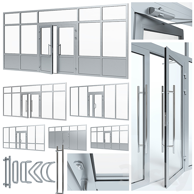 Aluminium door with partitions 3DSMax File - thumbnail 1