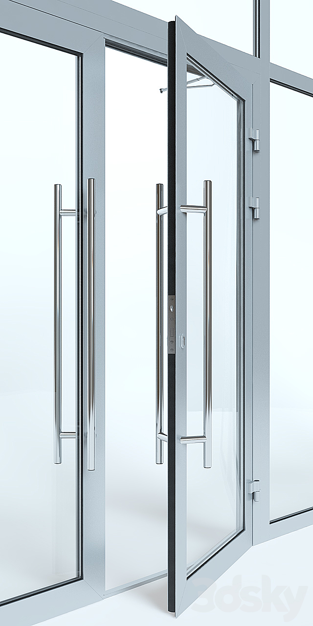 Aluminium door with partitions 3DSMax File - thumbnail 2