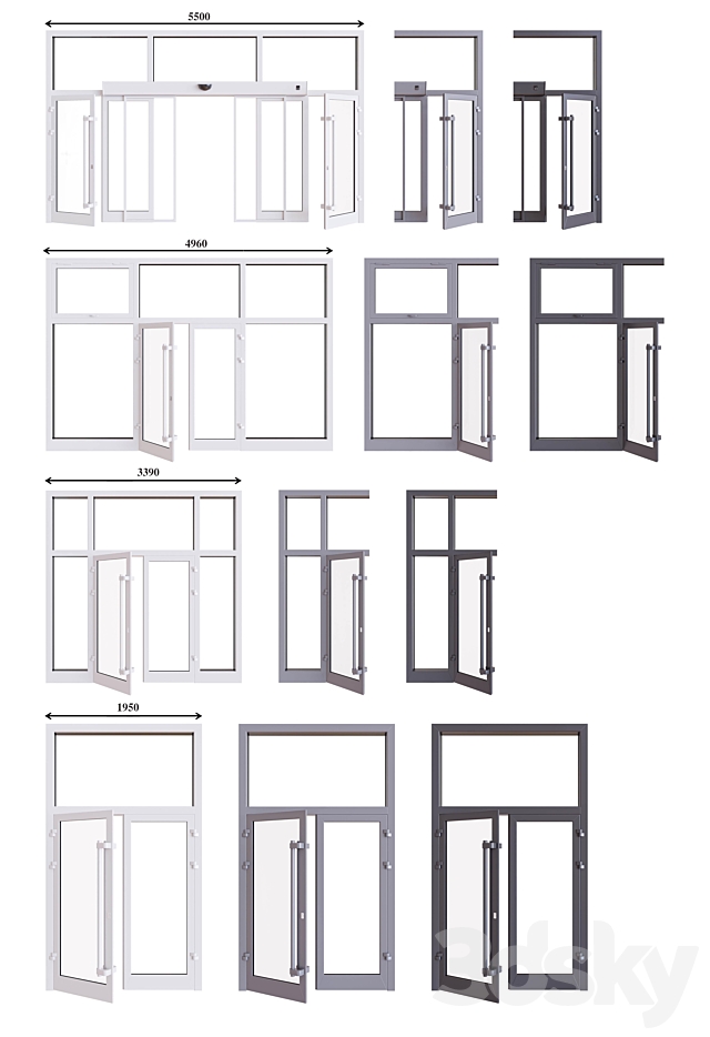 Aluminum door 3DS Max Model - thumbnail 2