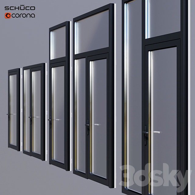 Aluminum doors Schuco 3DS Max Model - thumbnail 2