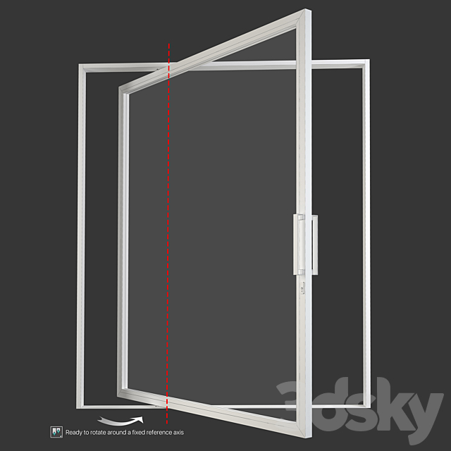 Aluminum pivot door 3DS Max Model - thumbnail 2