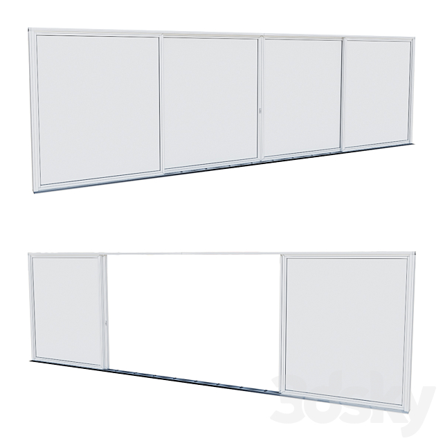 Aluminum sliding door 3DS Max Model - thumbnail 2