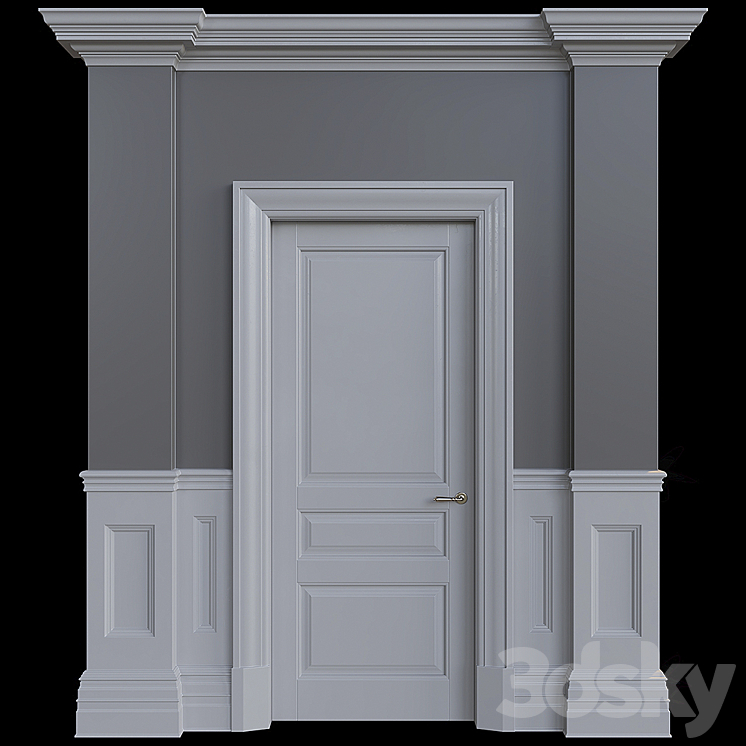 American style door 3DS Max - thumbnail 1