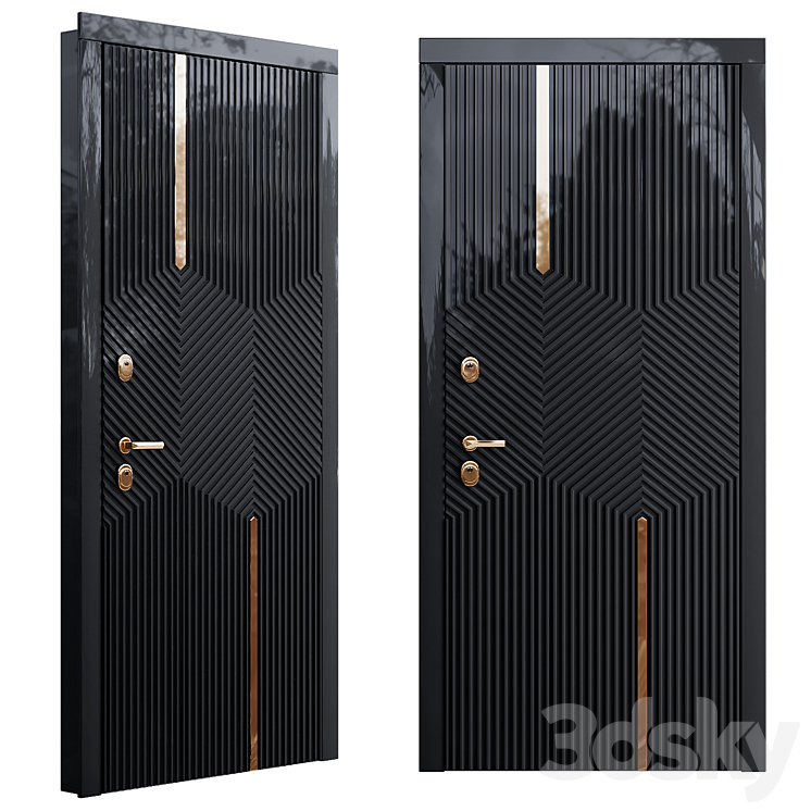 Art deco black front door 3DS Max Model - thumbnail 1