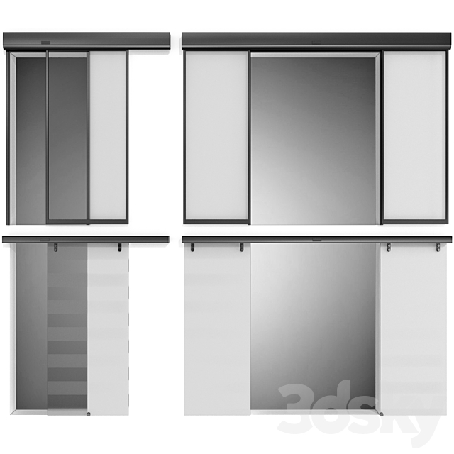 Automatic Sliding Metal Glass Doors 3DS Max Model - thumbnail 3