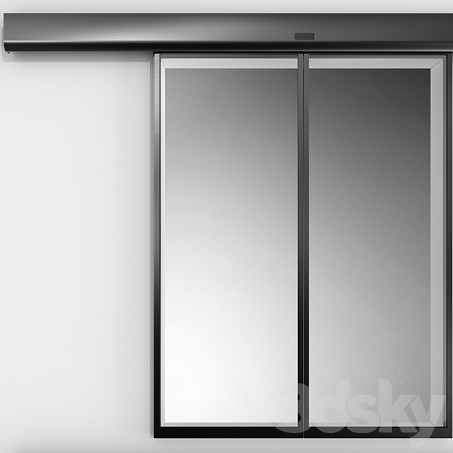 Automatic Sliding Metal Glass Doors 3DS Max Model - thumbnail 4