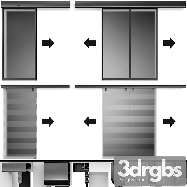 Automatic sliding metal glass doors 3dsmax Download - thumbnail 1