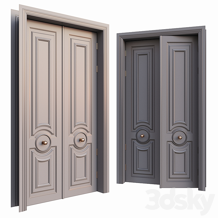 AVE Classic Gray Door With Rounded Ornament 3DS Max - thumbnail 1