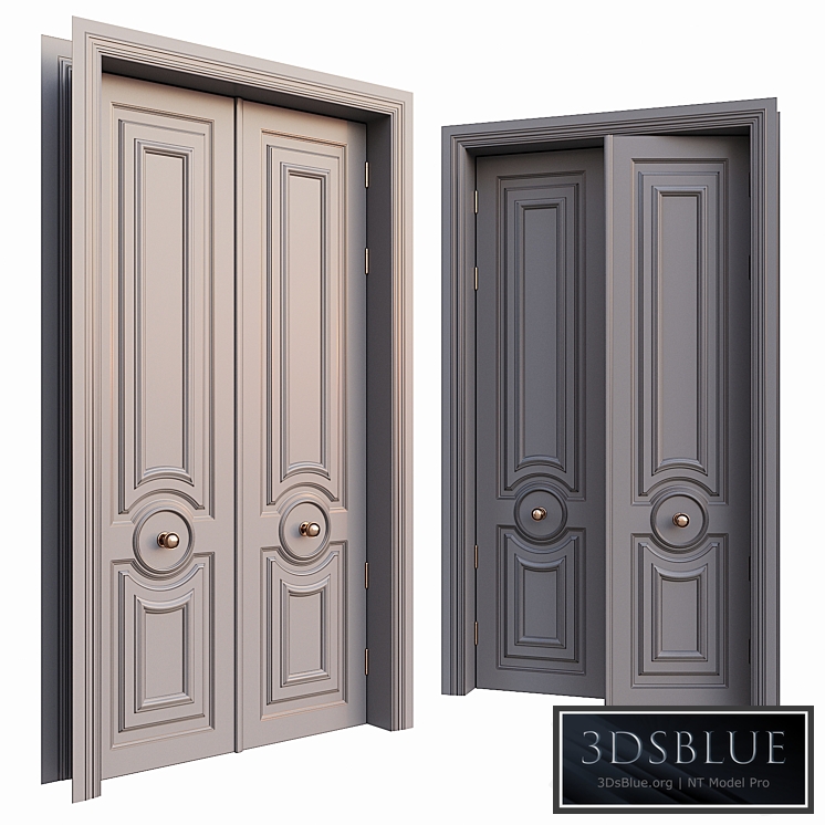 AVE Classic Gray Door With Rounded Ornament 3DS Max - thumbnail 3